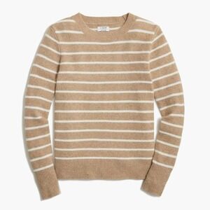 J.Crew Striped Crewneck Sweater in Extra-Soft Yarn Size M - Mushroom Ivory